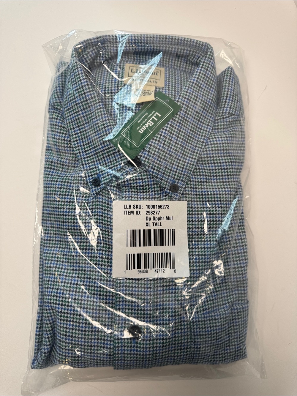 L.L. Bean NWT Wicked Good Flannel Men's Houndstooth Button-Down Shirt XL Tall
